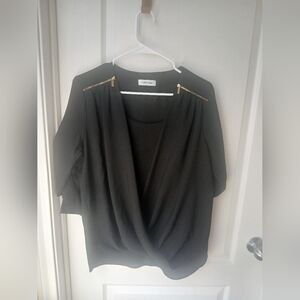 Calvin Klein Black Top with Gold Zipper Details